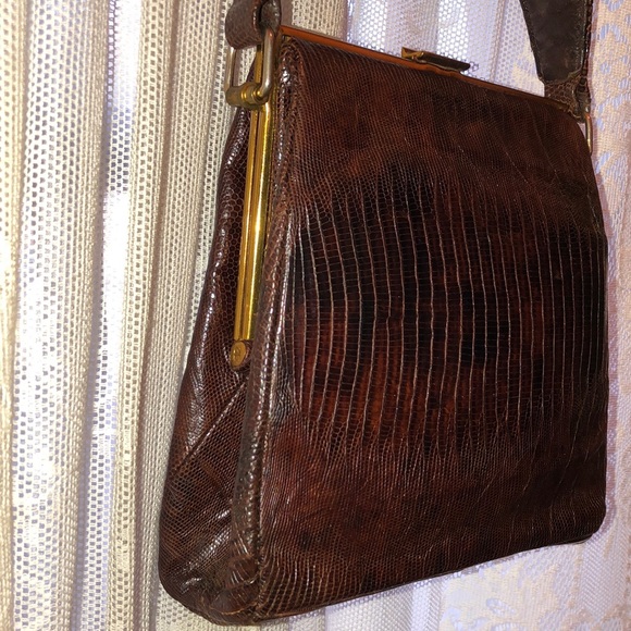 GENUINE! VINTAGE LIZARD? LEATHER HANDBAG - Picture 4 of 16